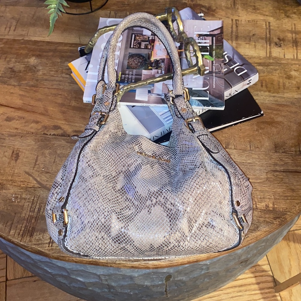 Michael Michael Kors Beige Python Effect Leather … - image 2